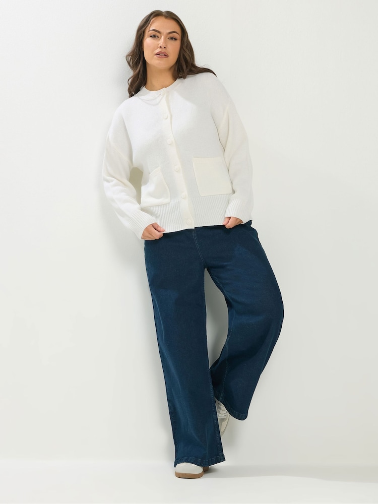 Yours Curve Cream Button Thru Bomber Jacket - Image 2 of 5