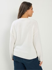 Yours Curve Cream Button Thru Bomber Jacket - Image 3 of 5