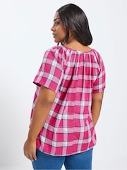 Yours Curve Pink Pintuck Boho Top - Image 2 of 5