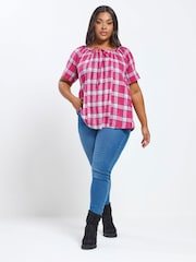 Yours Curve Pink Pintuck Boho Top - Image 4 of 5
