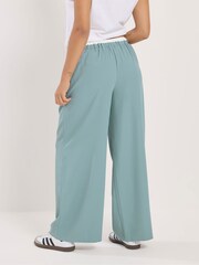 PixieGirl Petite Blue Contrast Waist Pintuck Wide Leg Trousers - Image 3 of 5