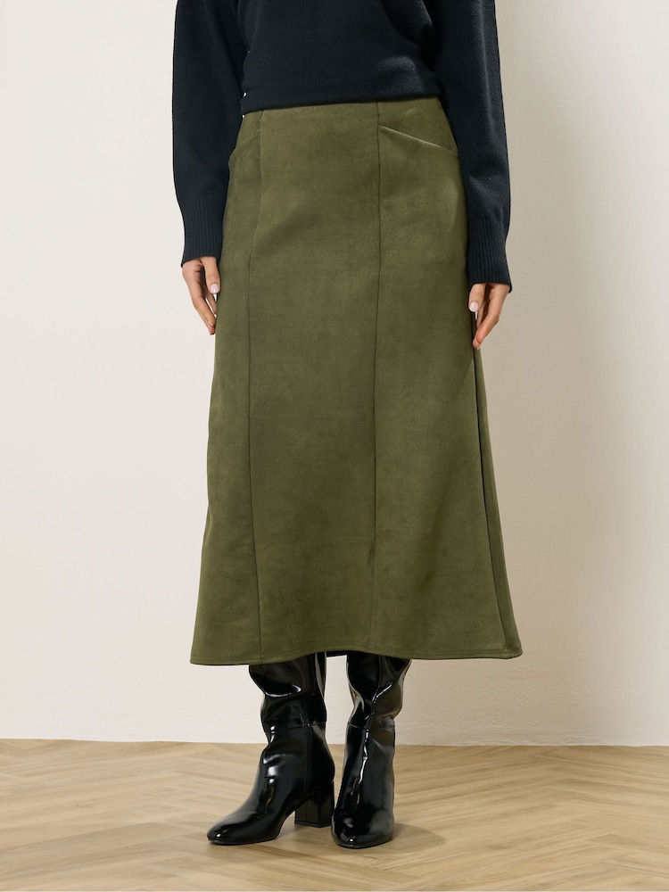 Long Tall Sally Green Suedette Midaxi Skirt - Image 2 of 5