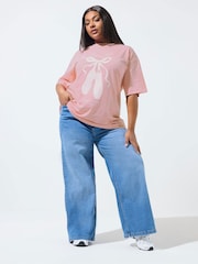 Yours Curve Pink Limited Longline Ballet T-Shirt - Image 2 of 5