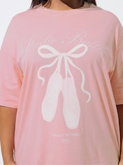 Yours Curve Pink Limited Longline Ballet T-Shirt - Image 4 of 5