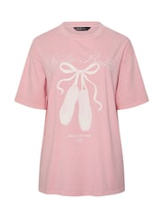 Yours Curve Pink Limited Longline Ballet T-Shirt - Image 5 of 5
