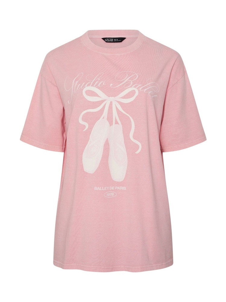 Yours Curve Pink Limited Longline Ballet T-Shirt - Image 5 of 5 Yours Curve Pink Limited Longline Ballet T-Shirt - Image 5 of 5