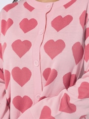 Yours Curve Pink Limited Heart Knitted Round Neck Cardigan - Image 5 of 5