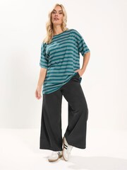 Yours Curve Black Pull On Wide Leg Jean - Image 4 of 5