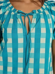 PixieGirl Petite Green Tie Neck Drop Tiered Dress - Image 4 of 5