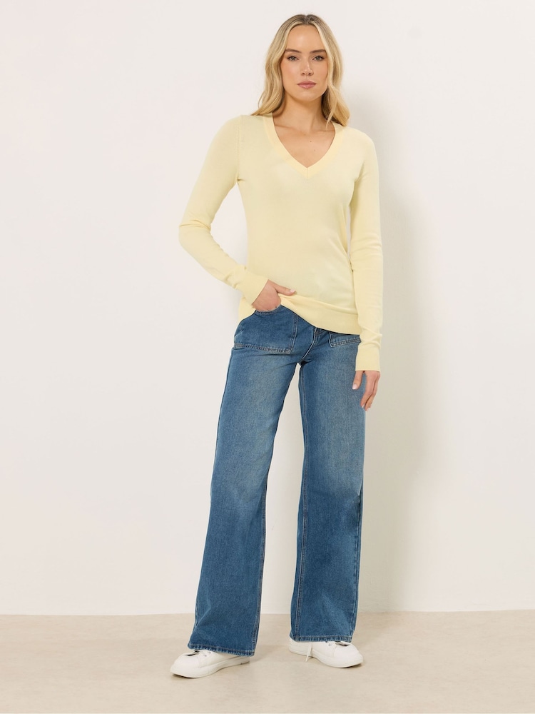 Long Tall Sally Yellow Fine Gauge V-Neck Jumper - Image 2 of 5