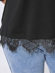 Yours Curve Black Limited Lace Hem Top - Image 4 of 5