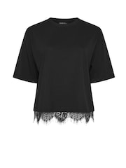 Yours Curve Black Limited Lace Hem Top - Image 5 of 5
