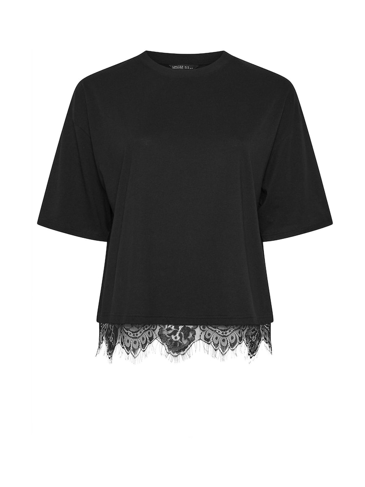 Yours Curve Black Limited Lace Hem Top - Image 5 of 5