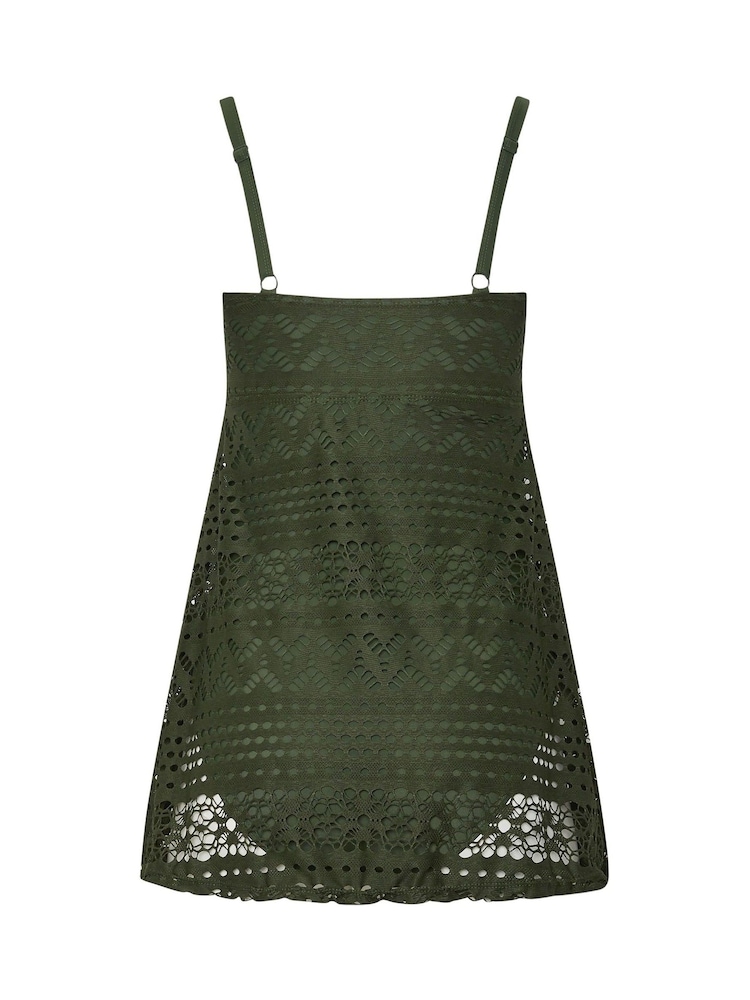 Long Tall Sally Green Crochet Skirted Swimsuit - Image 6 of 6 Long Tall Sally Green Crochet Skirted Swimsuit - Image 6 of 6