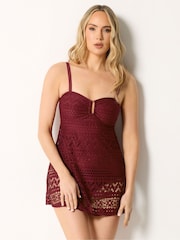 Long Tall Sally Red Crochet Skirted Swimsuit - Image 1 of 6