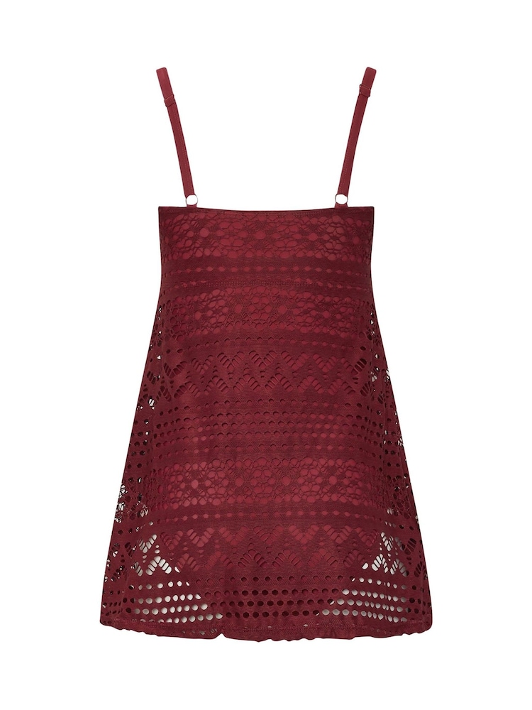 Long Tall Sally Red Crochet Skirted Swimsuit - Image 6 of 6 Long Tall Sally Red Crochet Skirted Swimsuit - Image 6 of 6