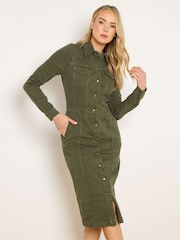 Long Tall Sally Green Denim Button Thru Midi Dress - Image 1 of 5