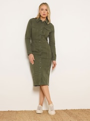 Long Tall Sally Green Denim Button Thru Midi Dress - Image 3 of 5