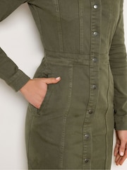 Long Tall Sally Green Denim Button Thru Midi Dress - Image 4 of 5