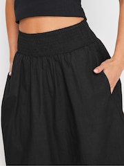 PixieGirl Petite Black Poplin Shirred Maxi Skirt - Image 4 of 5