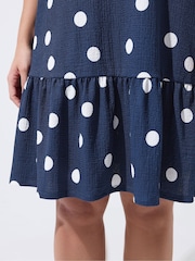 Yours Curve Blue Limited Polka Dot T-Shirt Dress - Image 4 of 5