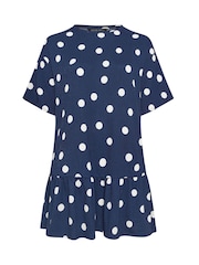 Yours Curve Blue Limited Polka Dot T-Shirt Dress - Image 5 of 5