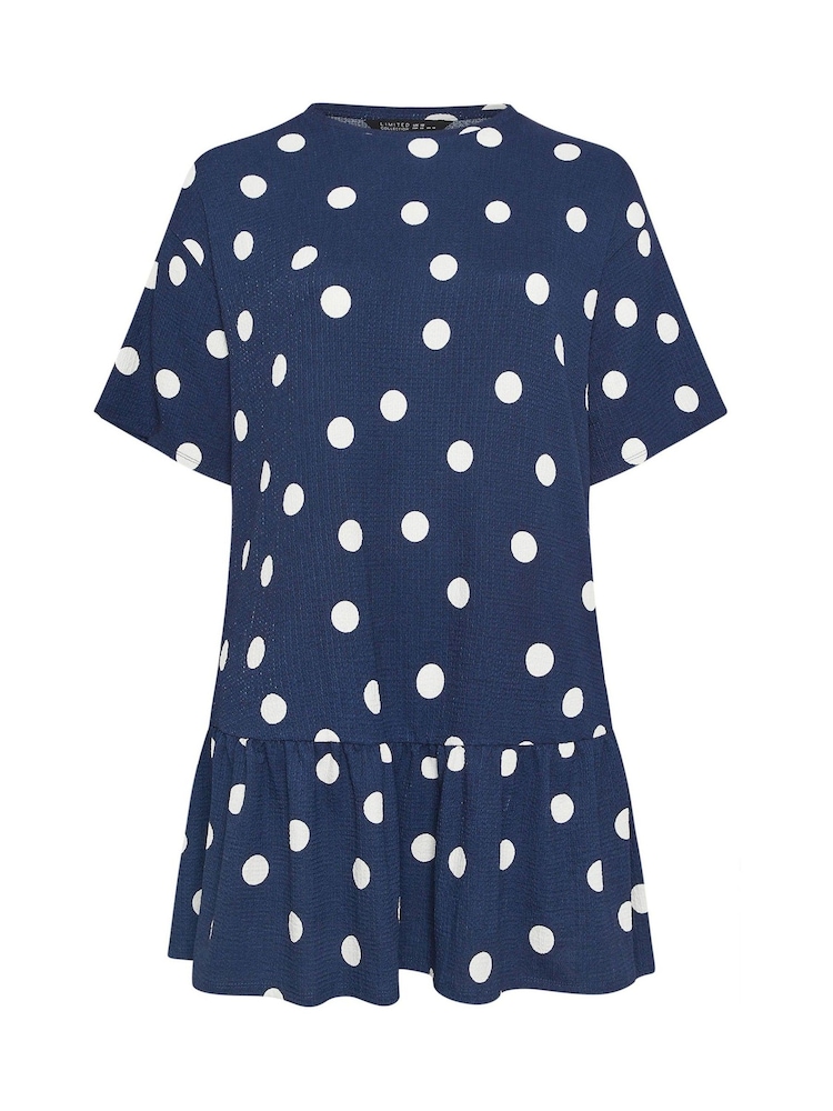Yours Curve Blue Limited Polka Dot T-Shirt Dress - Image 5 of 5