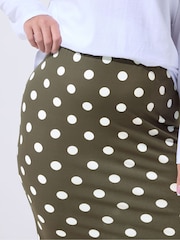 Yours Curve Green Limited Polka Dot Fishtail Skirt - Image 4 of 5