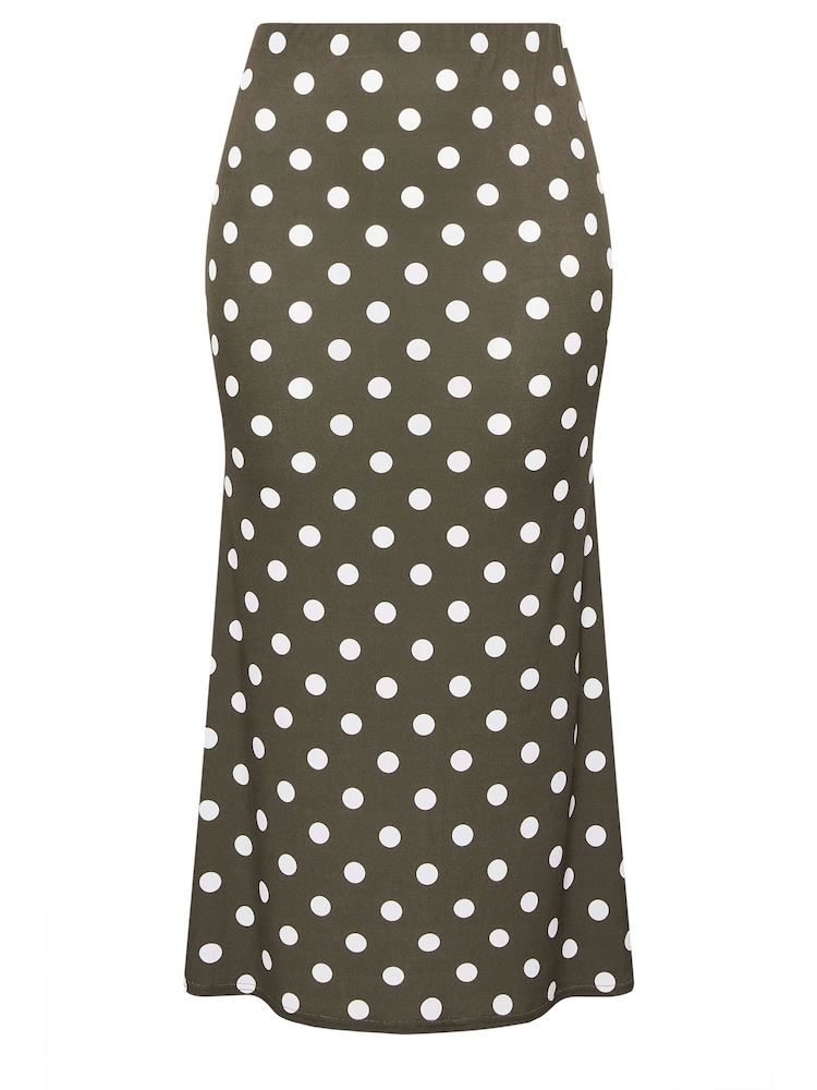 Yours Curve Green Limited Polka Dot Fishtail Skirt - Image 5 of 5
