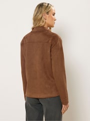 Long Tall Sally Brown Suedette Trucker Jacket - Image 3 of 5