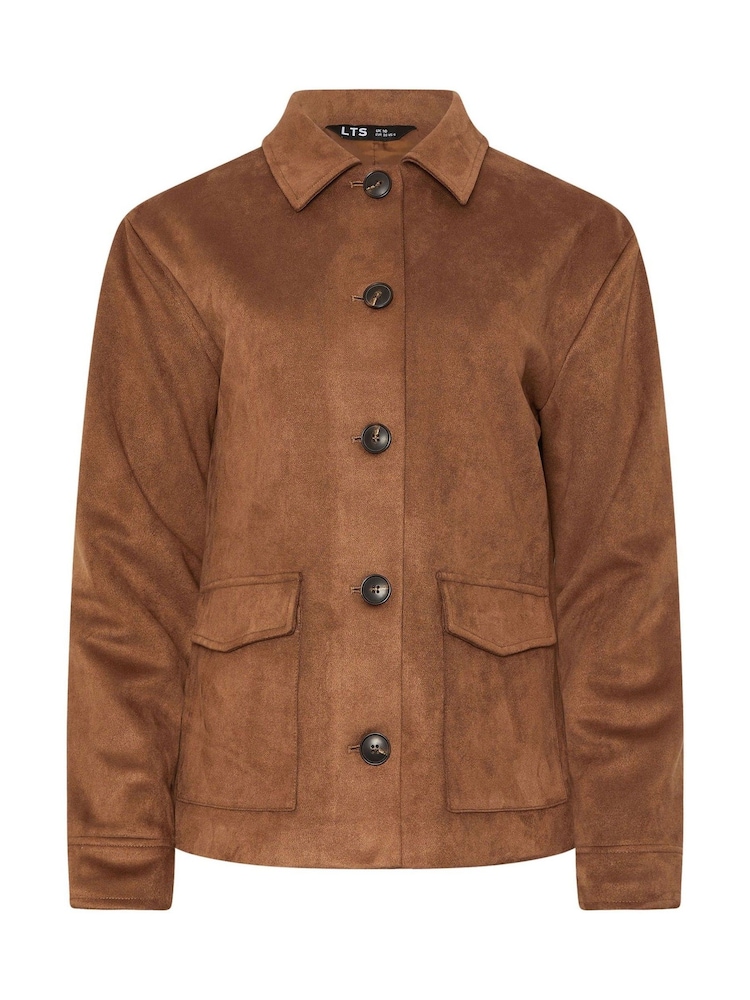 Long Tall Sally Brown Suedette Trucker Jacket - Image 5 of 5 Long Tall Sally Brown Suedette Trucker Jacket - Image 5 of 5