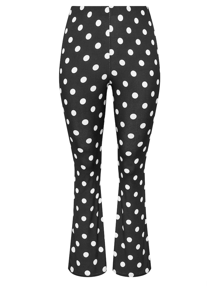 Yours Curve Black Limited Polka Dot Flared Trousers - Image 5 of 5