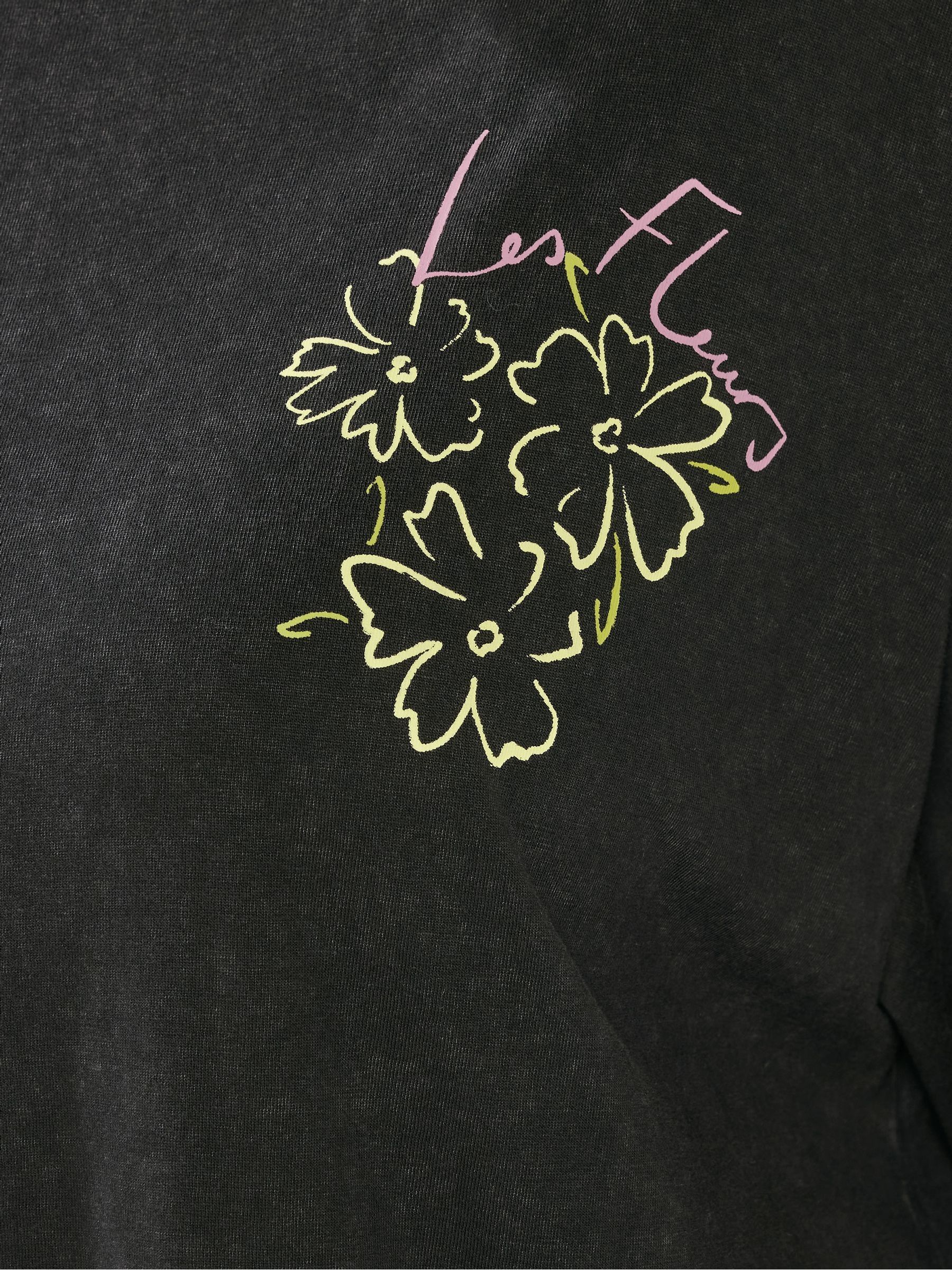 Buy Yours Curve Black Placement Acid Wash Fleurs T-Shirt from Next