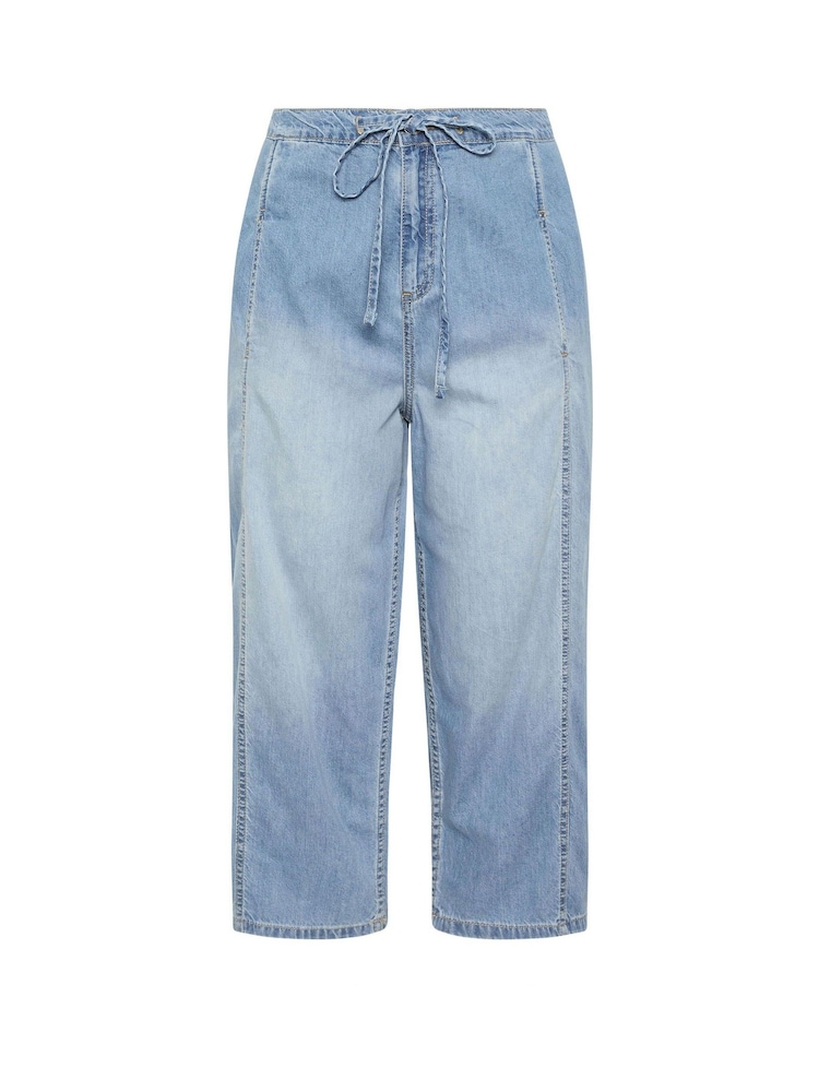 Yours Curve Light Blue Cropped Barrel Leg Jeans - Image 2 of 2