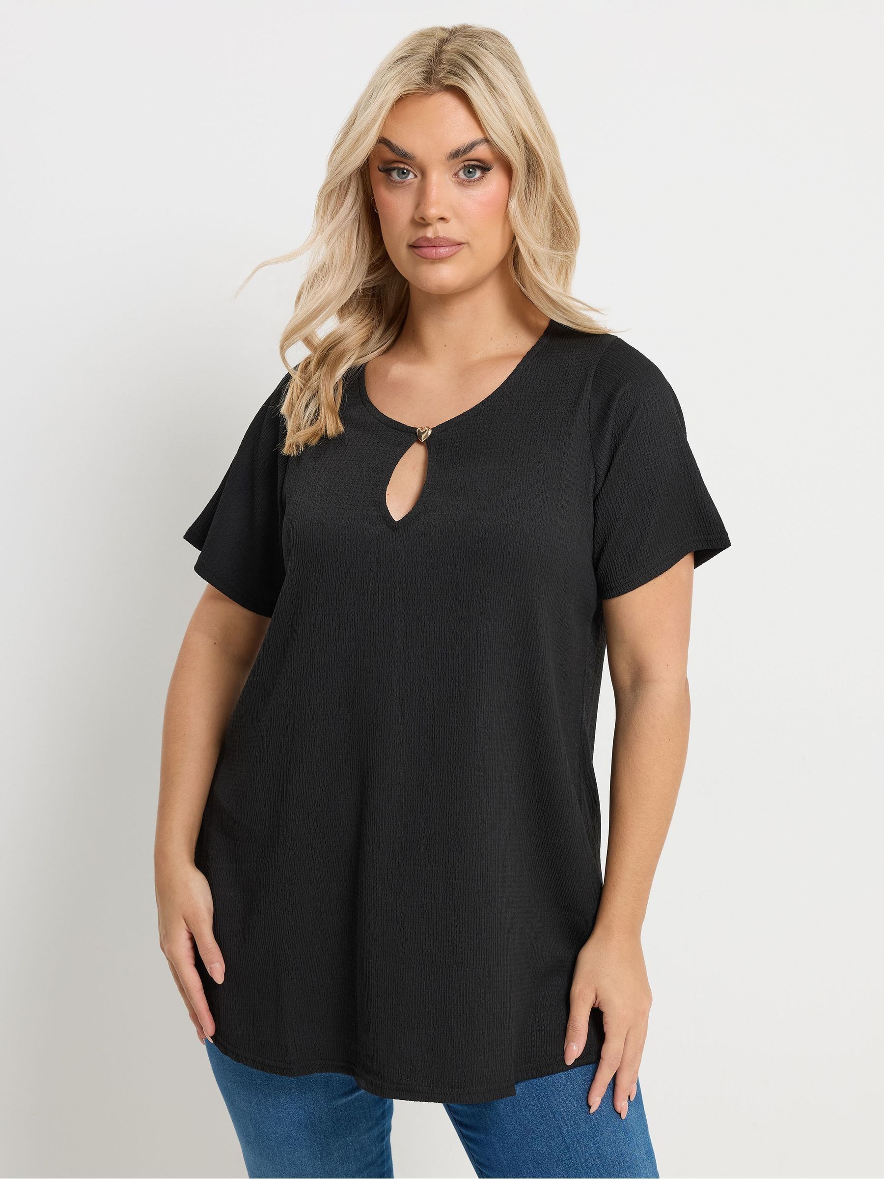 Buy Yours Curve Black Formal Button Keyhole Top from the Next UK