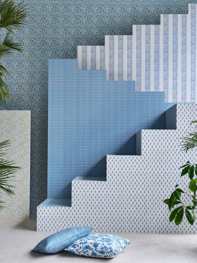 Clarke and Clarke Cobalt Kalamkari Indira 10M Wallpaper Wallcoverings - Image 2 of 2