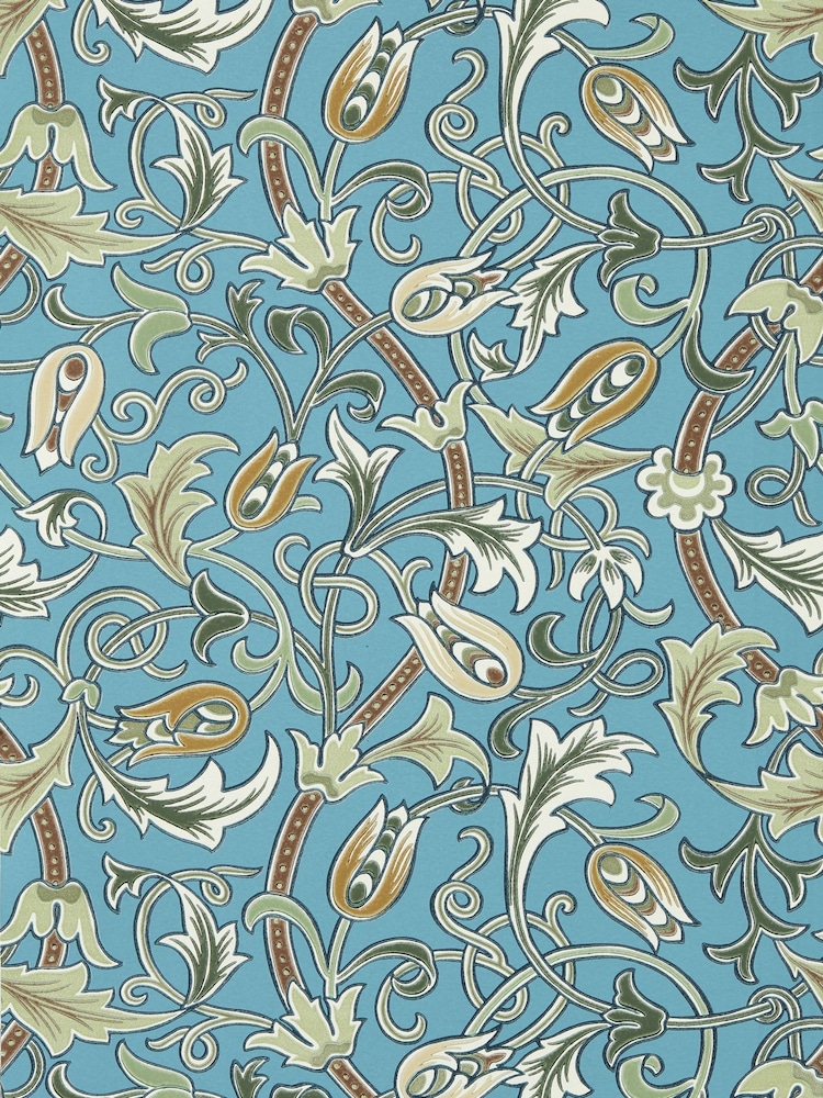 Morris & Co WoadThyme Scrolling Tulip Unfinished Works 10M Wallpaper - Image 1 of 1