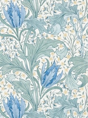 Morris & Co Cornflower Blue Lent Lily Unfinished Works 10M Wallpaper - Image 1 of 1