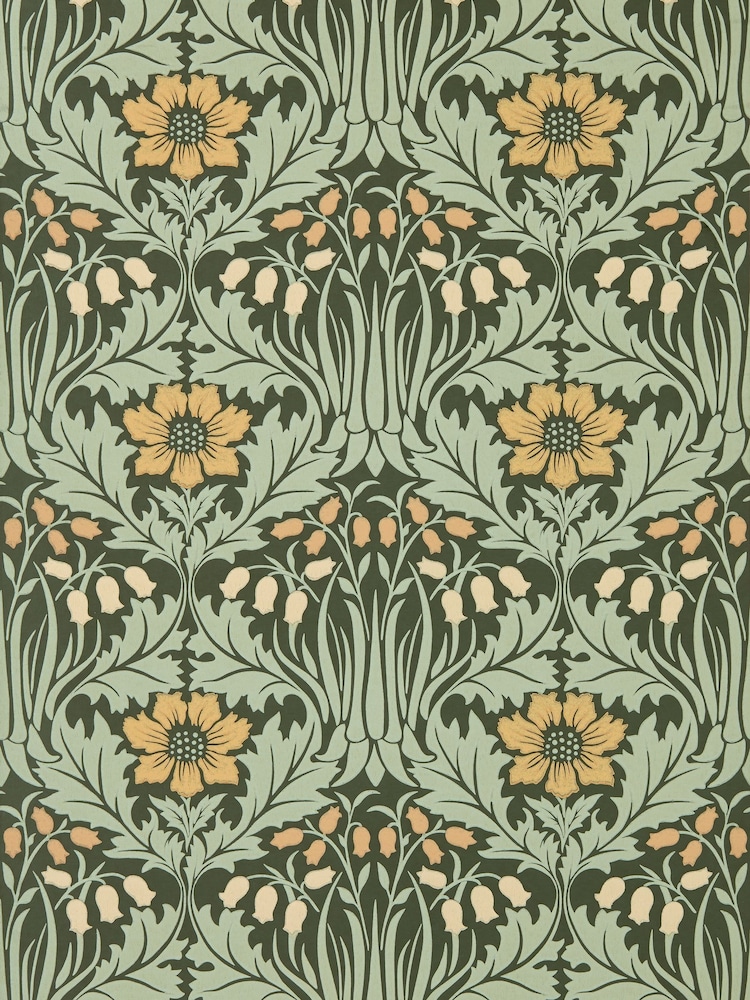 Morris & Co Bayleaf Manilla Anemone Unfinished Works 10M Wallpaper - Image 1 of 1
