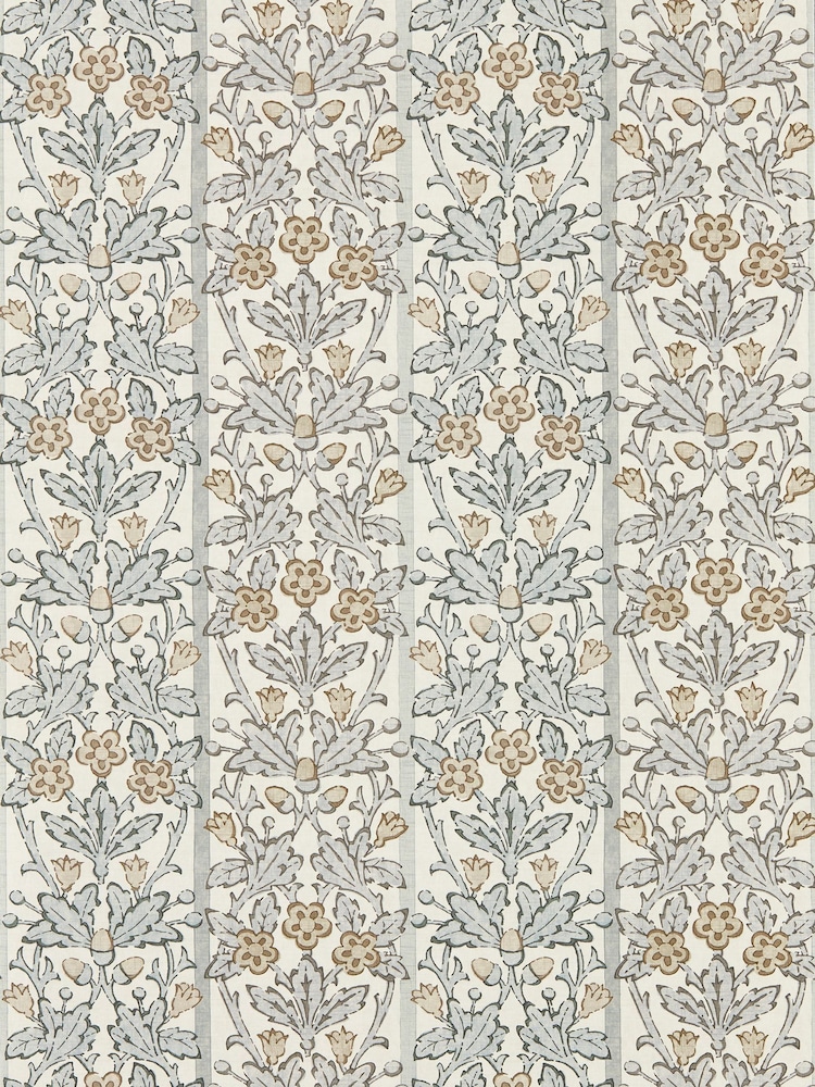 Morris & Co Mineral Blue Linen Oak & Blossom Unfinished Works 10M Wallpaper - Image 1 of 1