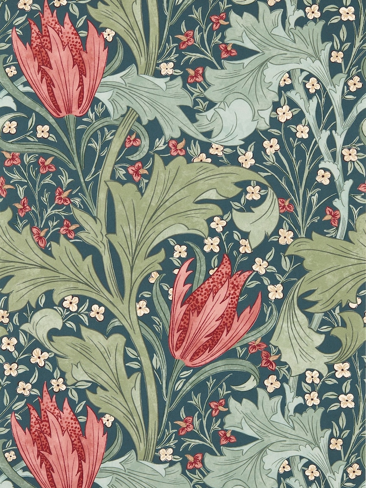 Morris & Co IndigoMadder Lent Lily Unfinished Works 10M Wallpaper - Image 1 of 1