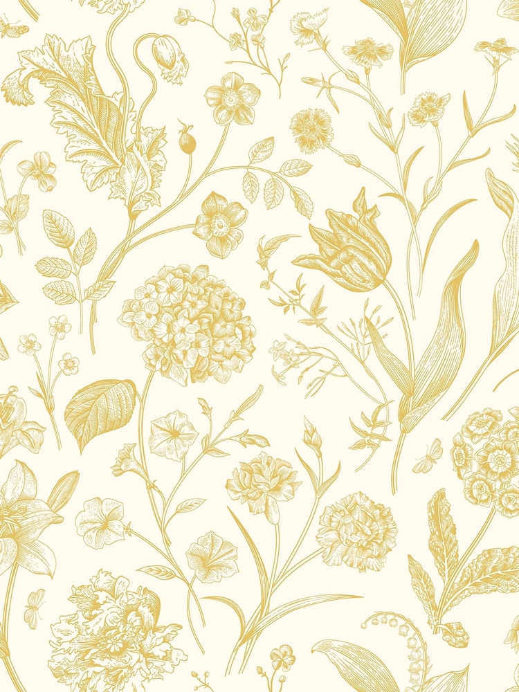Hoopla Walls Rich Butter Floral Toile 10M Wallpaper - Image 2 of 2