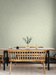 Hoopla Walls Olive Zebra Leaf Linen 10M Wallpaper - Image 1 of 2