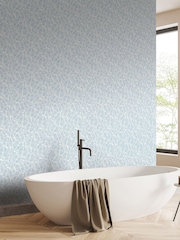 Hoopla Walls Wedgewood Zebra Leaf Linen 10M Wallpaper - Image 1 of 2