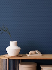 Hoopla Walls Indigo Tiny Ogee 10M Wallpaper - Image 1 of 2