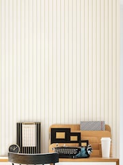 Hoopla Walls Apple Scallop Stripe Linen 10M Wallpaper - Image 1 of 2