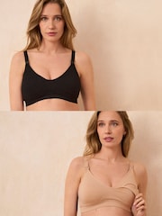 Seraphine Black & Almond Bamboo Soft Seamless Maternity & Nursing Bra 2 Pack - Image 1 of 3