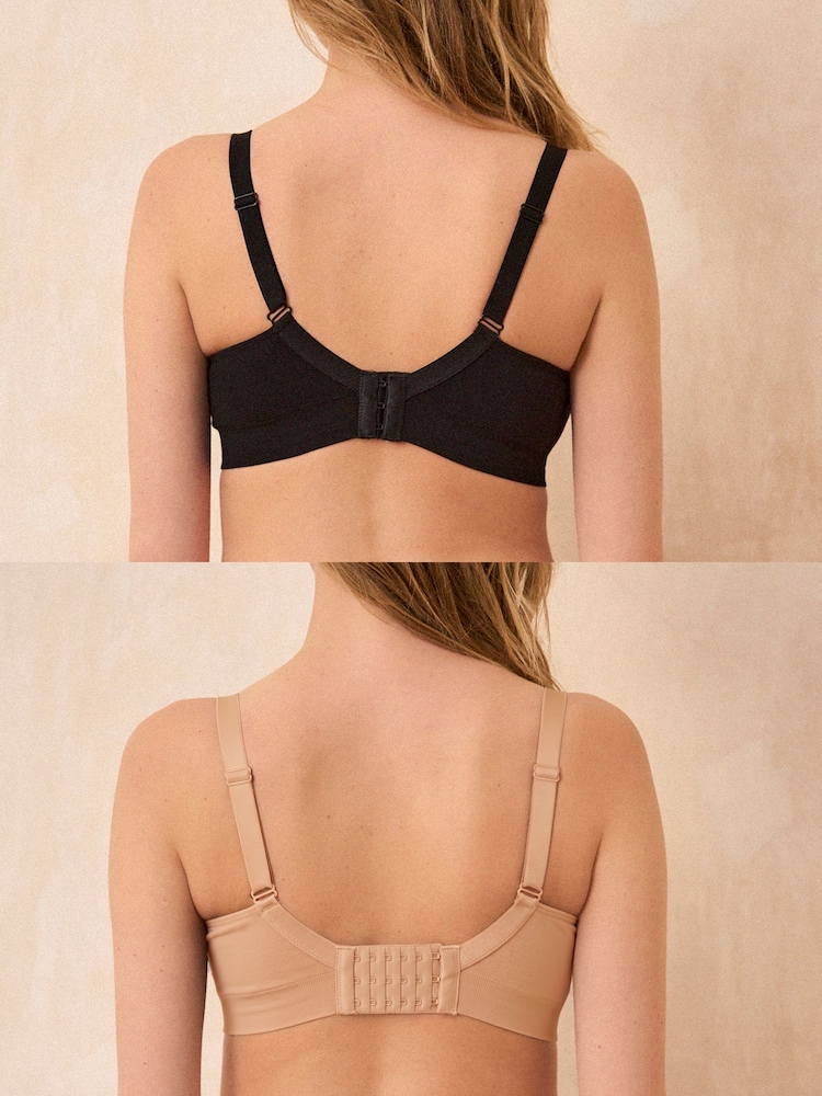Seraphine Black & Almond Bamboo Soft Seamless Maternity & Nursing Bra 2 Pack - Image 2 of 3 Seraphine Black & Almond Bamboo Soft Seamless Maternity & Nursing Bra 2 Pack - Image 2 of 3