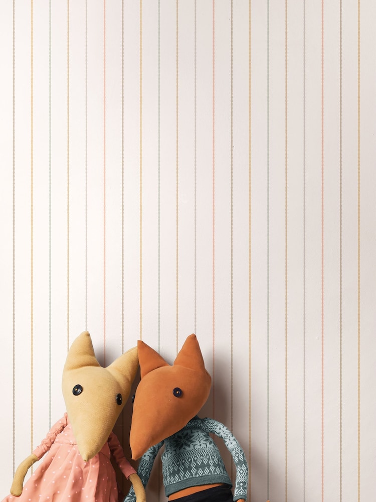 Hoopla Walls Linen Straw Mix Scallop Stripe Linen 10M Wallpaper - Image 1 of 2