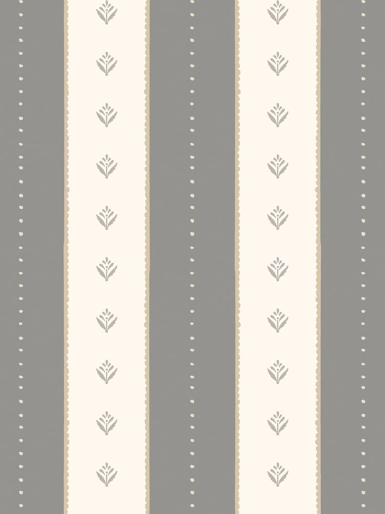 Hoopla Walls Charcoal Stone Decorative Stripe Linen 10M Wallpaper - Image 2 of 2 Hoopla Walls Charcoal Stone Decorative Stripe Linen 10M Wallpaper - Image 2 of 2